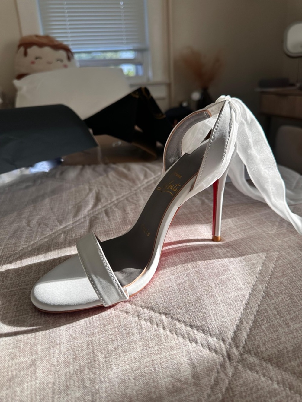 Elegant White Open-Toe Ankle-Strap Heels for Women